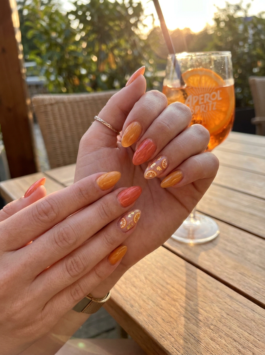 Aperol Spritz Nails